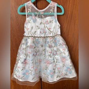 Rare Editions - Girls white floral sheer sleeveless dress (Size 3T)